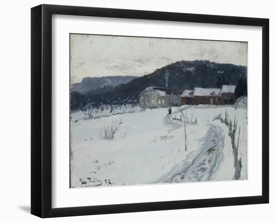 Grini, Upper Maja Farm, 1887 oil on board-Fritz Thaulow-Framed Giclee Print