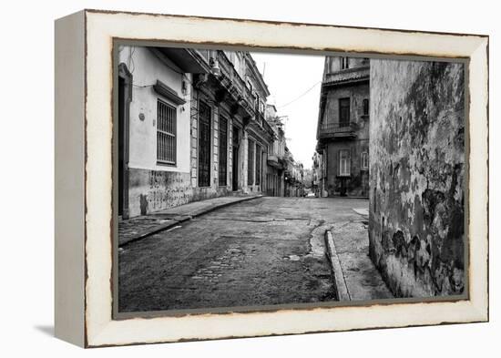 Gritty Black And White Image Of An Old Street In Havana-Kamira-Framed Premier Image Canvas