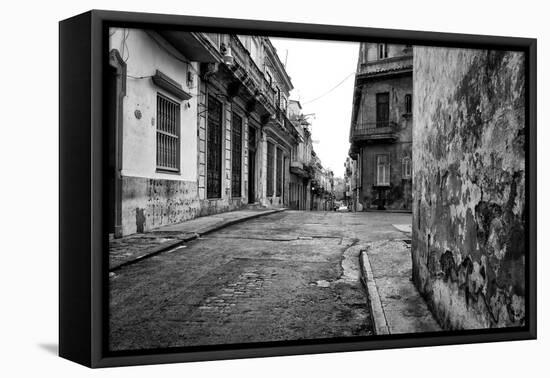 Gritty Black And White Image Of An Old Street In Havana-Kamira-Framed Premier Image Canvas