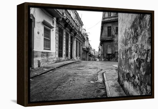 Gritty Black And White Image Of An Old Street In Havana-Kamira-Framed Premier Image Canvas