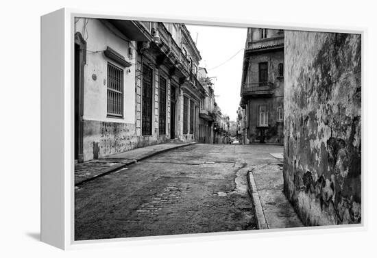 Gritty Black And White Image Of An Old Street In Havana-Kamira-Framed Premier Image Canvas