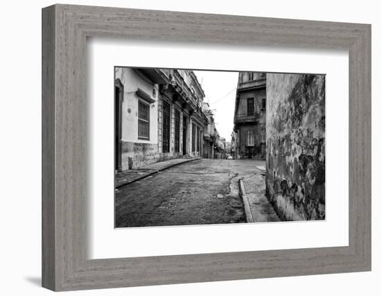 Gritty Black And White Image Of An Old Street In Havana-Kamira-Framed Photographic Print