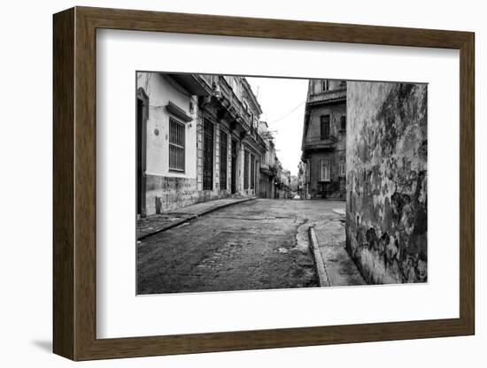 Gritty Black And White Image Of An Old Street In Havana-Kamira-Framed Photographic Print