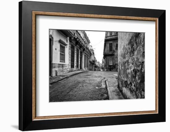 Gritty Black And White Image Of An Old Street In Havana-Kamira-Framed Photographic Print