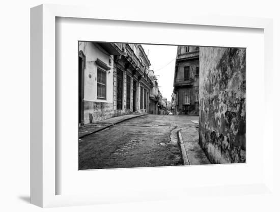 Gritty Black And White Image Of An Old Street In Havana-Kamira-Framed Photographic Print