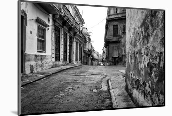 Gritty Black And White Image Of An Old Street In Havana-Kamira-Mounted Photographic Print