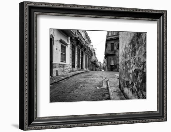 Gritty Black And White Image Of An Old Street In Havana-Kamira-Framed Photographic Print