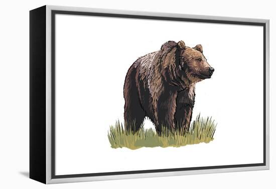 Grizzly Bear - Icon-Lantern Press-Framed Stretched Canvas