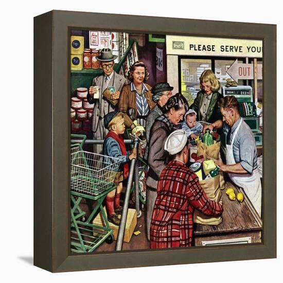 "Grocery LIne," November 13, 1948-Stevan Dohanos-Framed Premier Image Canvas