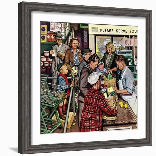 "Grocery LIne," November 13, 1948-Stevan Dohanos-Framed Giclee Print