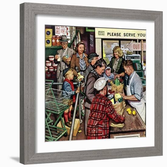 "Grocery LIne," November 13, 1948-Stevan Dohanos-Framed Giclee Print