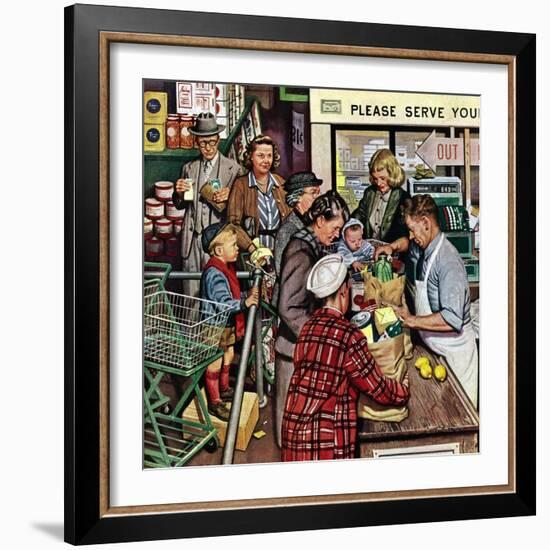 "Grocery LIne," November 13, 1948-Stevan Dohanos-Framed Giclee Print