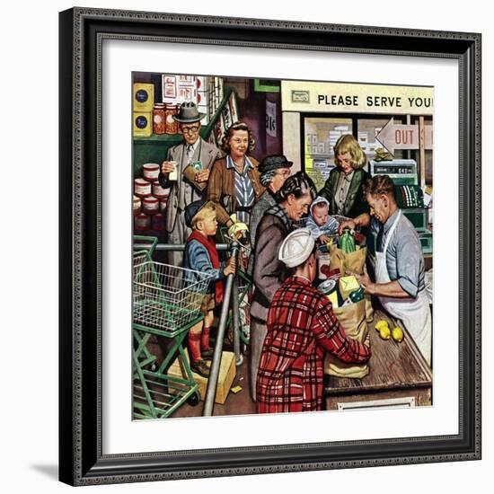 "Grocery LIne," November 13, 1948-Stevan Dohanos-Framed Giclee Print