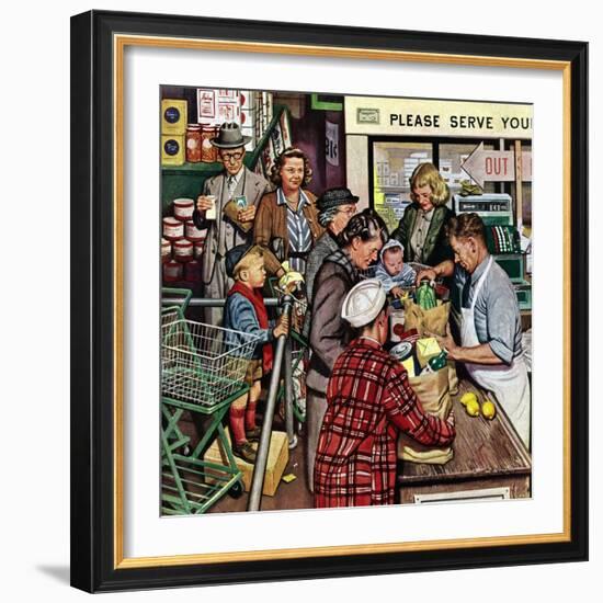 "Grocery LIne," November 13, 1948-Stevan Dohanos-Framed Giclee Print