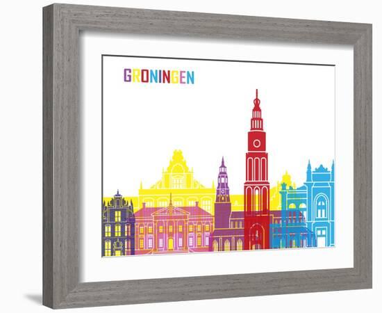 Groningen Skyline Pop-paulrommer-Framed Art Print