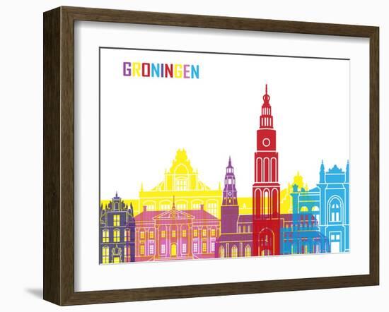 Groningen Skyline Pop-paulrommer-Framed Art Print