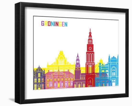 Groningen Skyline Pop-paulrommer-Framed Art Print