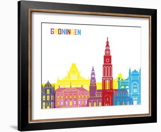 Groningen Skyline Pop-paulrommer-Framed Art Print