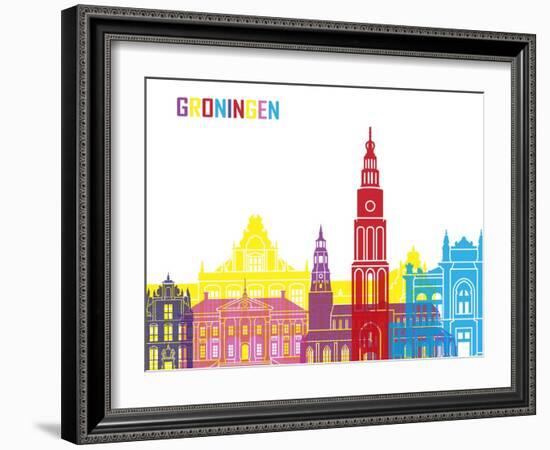 Groningen Skyline Pop-paulrommer-Framed Art Print