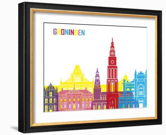 Groningen Skyline Pop-paulrommer-Framed Art Print