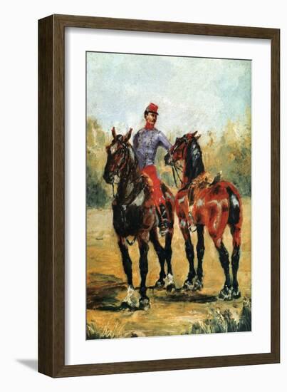 Groom with Two Horses-Henri de Toulouse-Lautrec-Framed Art Print