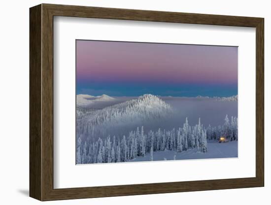 Groomer at Dusk at Whitefish Mountain Resort in Whitefish, Montana, Usa-Chuck Haney-Framed Photographic Print