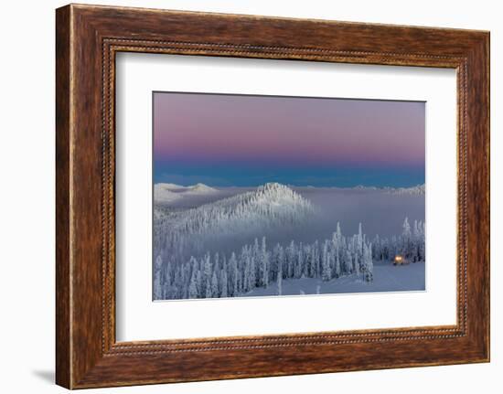 Groomer at Dusk at Whitefish Mountain Resort in Whitefish, Montana, Usa-Chuck Haney-Framed Photographic Print