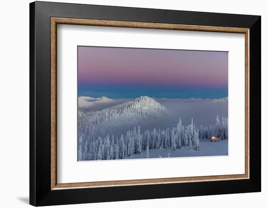 Groomer at Dusk at Whitefish Mountain Resort in Whitefish, Montana, Usa-Chuck Haney-Framed Photographic Print