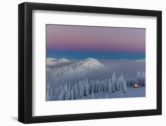 Groomer at Dusk at Whitefish Mountain Resort in Whitefish, Montana, Usa-Chuck Haney-Framed Photographic Print