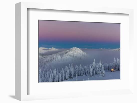 Groomer at Dusk at Whitefish Mountain Resort in Whitefish, Montana, Usa-Chuck Haney-Framed Photographic Print