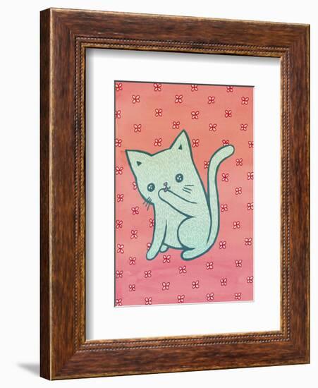 Grooming Cat-My Zoetrope-Framed Art Print