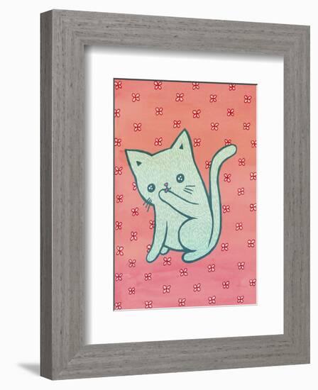 Grooming Cat-My Zoetrope-Framed Art Print