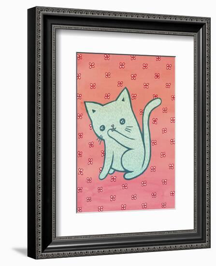 Grooming Cat-My Zoetrope-Framed Art Print