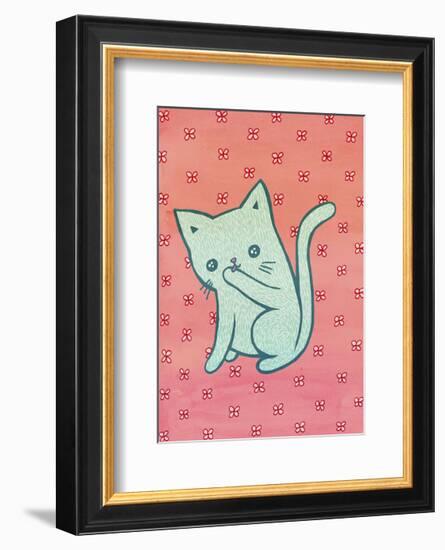 Grooming Cat-My Zoetrope-Framed Art Print