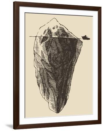 Iceberg with Icebreaker Vintage Engraved Illustration, Hand Drawn