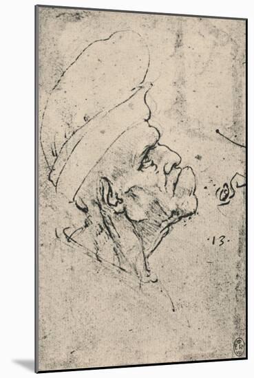 'Grotesque Profile of a Man Wearing a Hat to the Right', c1480 (1945)-Leonardo Da Vinci-Mounted Giclee Print