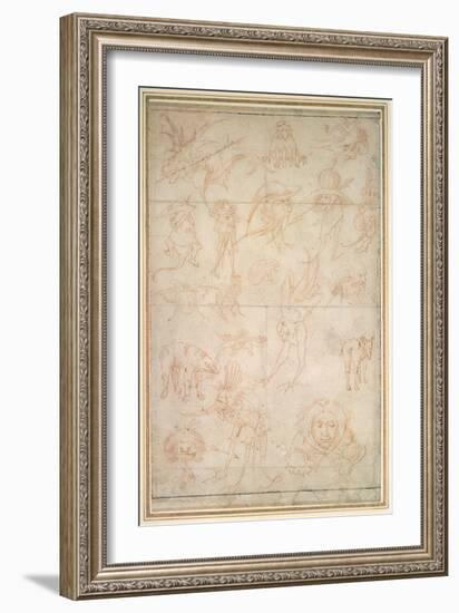 Grotesque Studies, 15th Century-Hieronymus Bosch-Framed Giclee Print