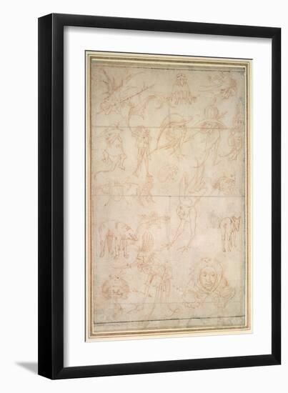 Grotesque Studies, 15th Century-Hieronymus Bosch-Framed Giclee Print