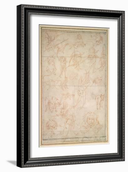 Grotesque Studies, 15th Century-Hieronymus Bosch-Framed Giclee Print