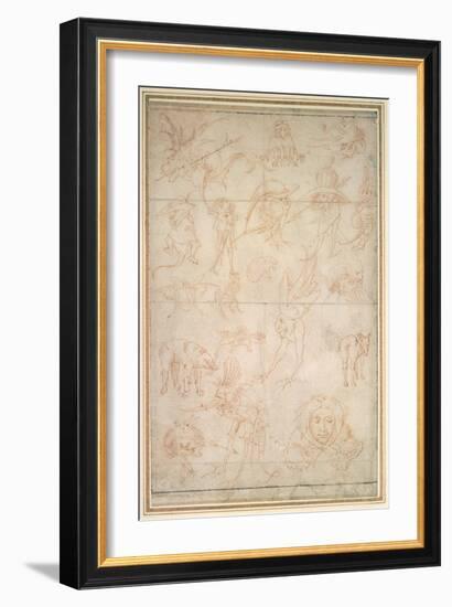 Grotesque Studies, 15th Century-Hieronymus Bosch-Framed Giclee Print