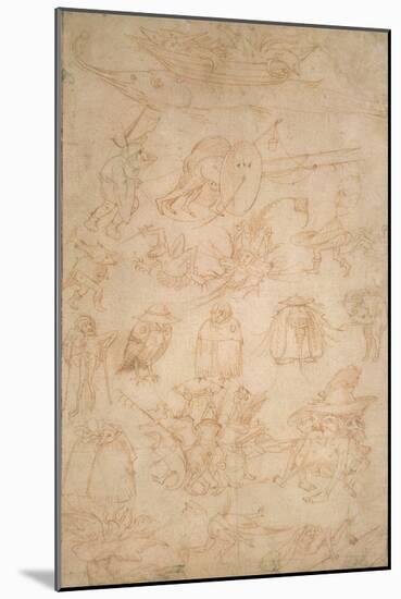 Grotesque Studies (Verso), 15th Century-Hieronymus Bosch-Mounted Giclee Print