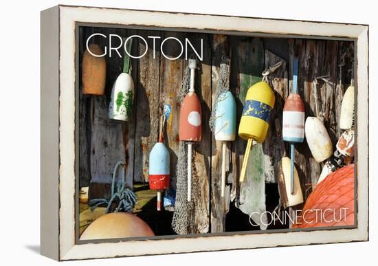 Groton, Connecticut - Buoys-Lantern Press-Framed Stretched Canvas