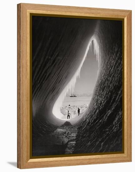 Grotto in an Iceberg, 1911 (B/W Photo)-Herbert Ponting-Framed Premier Image Canvas