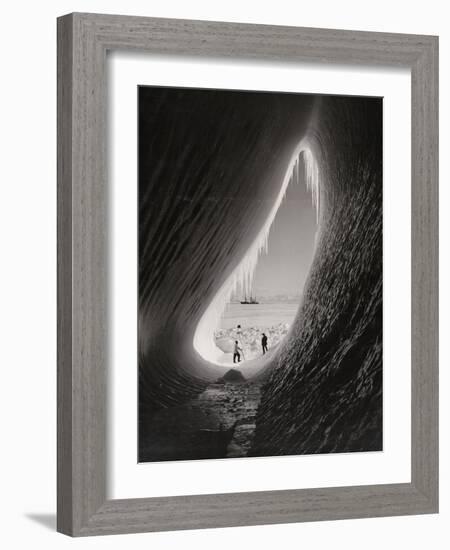 Grotto in an Iceberg, 1911 (B/W Photo)-Herbert Ponting-Framed Giclee Print