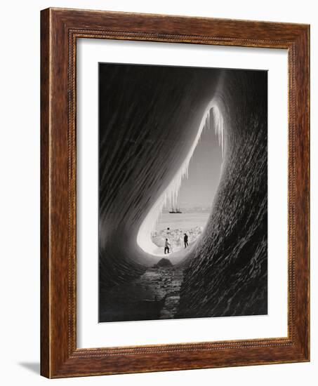 Grotto in an Iceberg, 1911 (B/W Photo)-Herbert Ponting-Framed Giclee Print