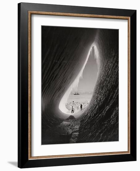 Grotto in an Iceberg, 1911 (B/W Photo)-Herbert Ponting-Framed Giclee Print