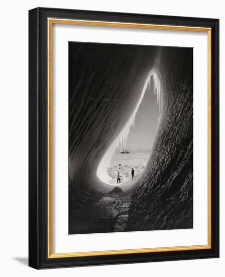 Grotto in an Iceberg, 1911 (B/W Photo)-Herbert Ponting-Framed Giclee Print