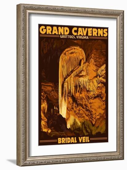 Grottoes, Virginia - Grand Caverns - Bridal Veil-Lantern Press-Framed Art Print