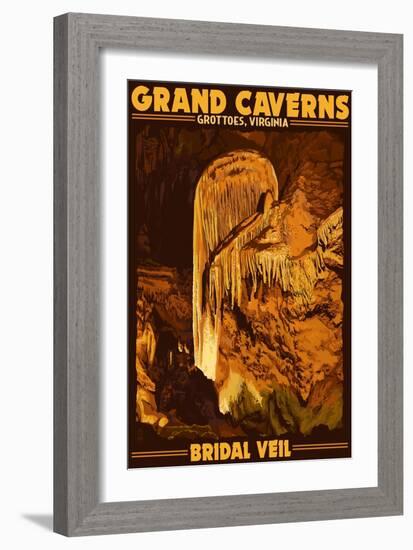 Grottoes, Virginia - Grand Caverns - Bridal Veil-Lantern Press-Framed Art Print