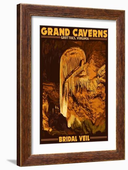 Grottoes, Virginia - Grand Caverns - Bridal Veil-Lantern Press-Framed Art Print